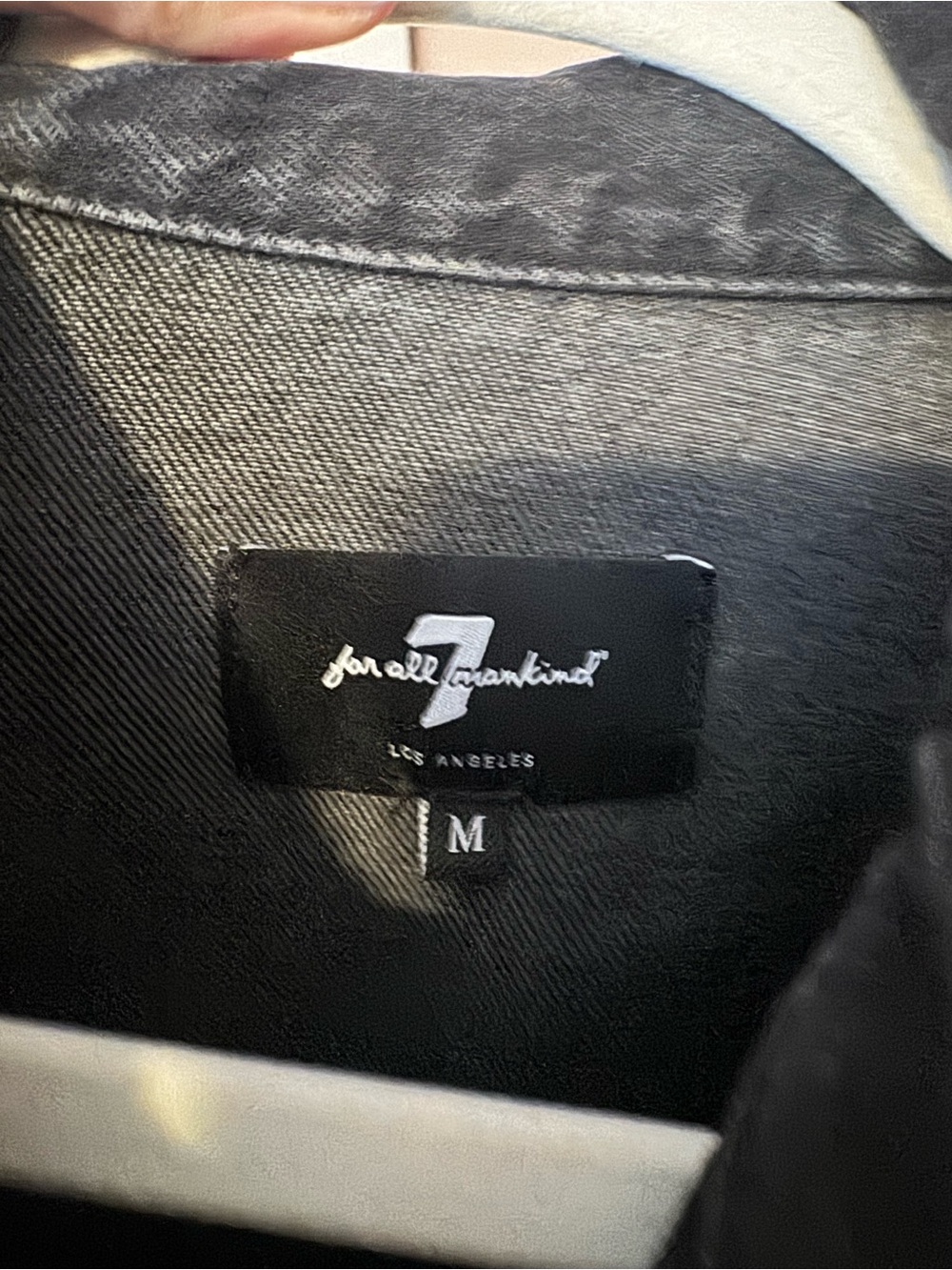 7 For All Mankind Black Washed Denim Trucker Jacket - Picture 3 of 4